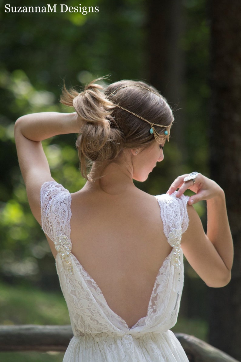 Ivory Bohemian Wedding Dress Beautiful Lace Wedding Long Gown - Etsy