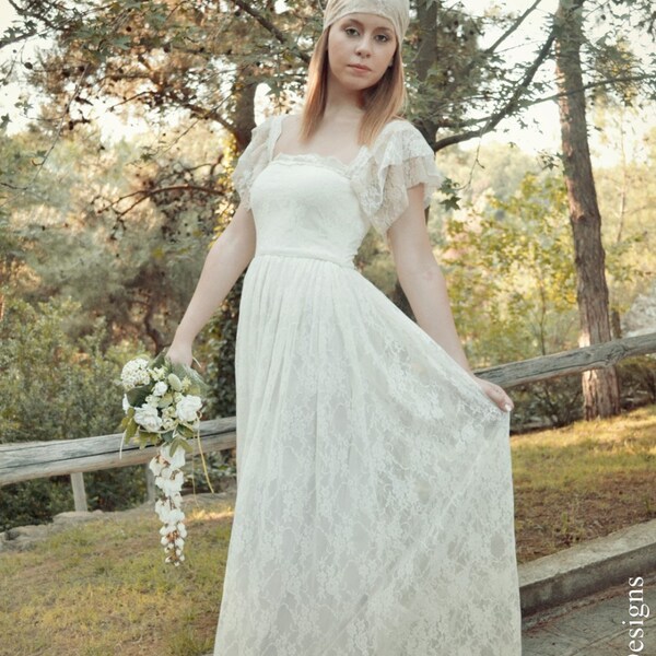 Bridal Gowns, Wedding Dress, Bohemian Wedding Dress, Lace Wedding Dress, Strappless Bridal Dress, Handmade Wedding Dress, SuzannaM Designs