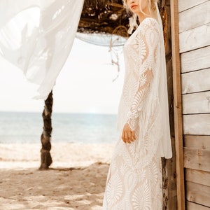 REA Fringe lace Wedding Dress Bohemian Unique Off White Bridal Deress Beach Boho Wedding Dresses Long Alternative Wedding Brides Gown Boho image 7