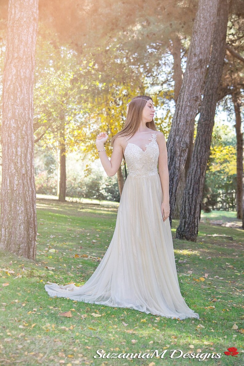Cream Wedding Dress Suzannam Long Wedding Gown Fairy Etsy