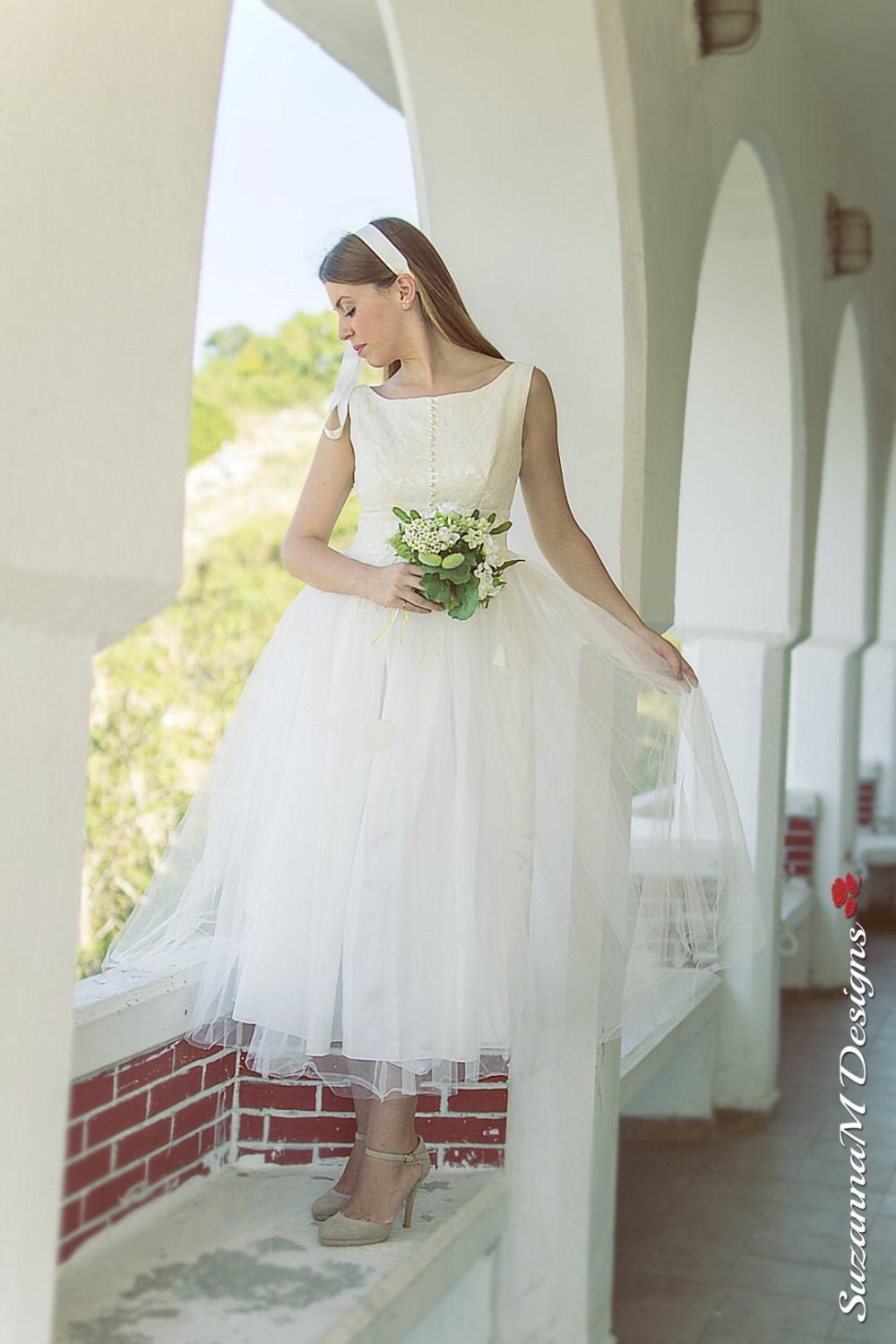 50s Wedding Dress Tea Length Bridal 
