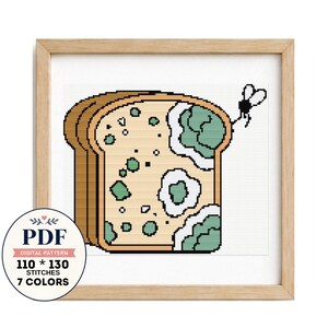 Moldy Bread Cross Stitch Pattern, Funny Food Embroidery Chart,Weird Cross Stitch PDF,Mold Slice of Bread,Creepy Cute Stitch,Digital Download