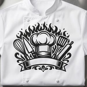 Chef Hat SVG, PNG: Cooking Utensils Banner, Kitchen Logo for Baker or Restaurant, Cricut and Laser Cut File, Instant Download