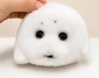 Portachiavi in morbido peluche a forma di foca, simpatico peluche di foca bianca, ciondolo a forma di animale kawaii, portachiavi a forma di bambola imbottita, accessorio per chiavi dell'auto, grazioso ciondolo per borsa