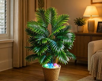 Grande palma artificiale, pianta tropicale finta, verde realistico, decorazione per interni (70-120 cm)
