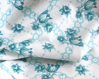 unused vintage french duvet cover comforter cover teal vintage fabric tulips and daffodils vintage bedding french bedding