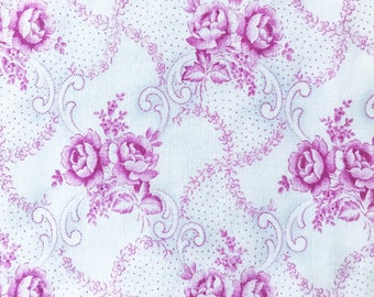 vintage Franse bloemenstof Franse katoenen stof violette bloemenquiltstof shabby chic 115