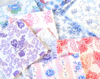 set of 10 fabric pieces vintage french fabric scrap bundle french fabric quilting patchwork