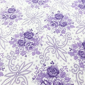 vintage fabric purple sewing fabric cotton quilt fabric french floral fabric french fabric purple floral flannel fabric  134