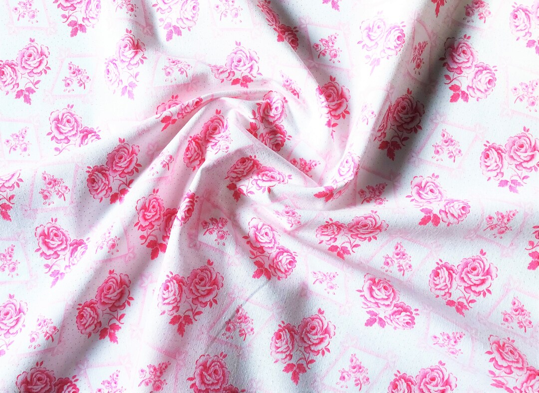 Pink French Roses Fabric Vintage French Fabric Pink Floral Fabric Slow ...