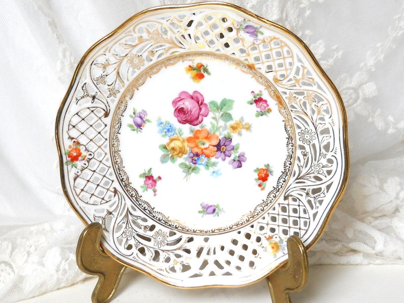 Vintage collectible plates collectable plate floral lattice Etsy