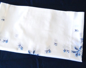 vintage tablecloth embroidered tablecloth blue flowers vintage white tablecloth blue floral tablecloth 25