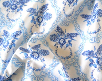 vintage Franse stof antieke Franse stof blauwe rozen quiltstof 145