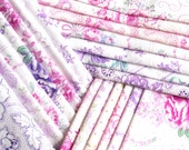 vintage fabric bundle lilac floral fabric violet floral fabric french dutch german fabric  20 pieces shabby fabric 61