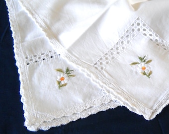 embroidered tablecloth white floral tablecloth vintage white tablecloth cottage style 27