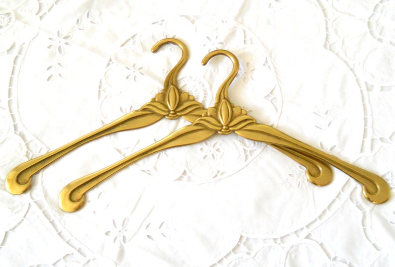 1 vintage brass coat hanger brass wedding dress hanger clothes Etsy