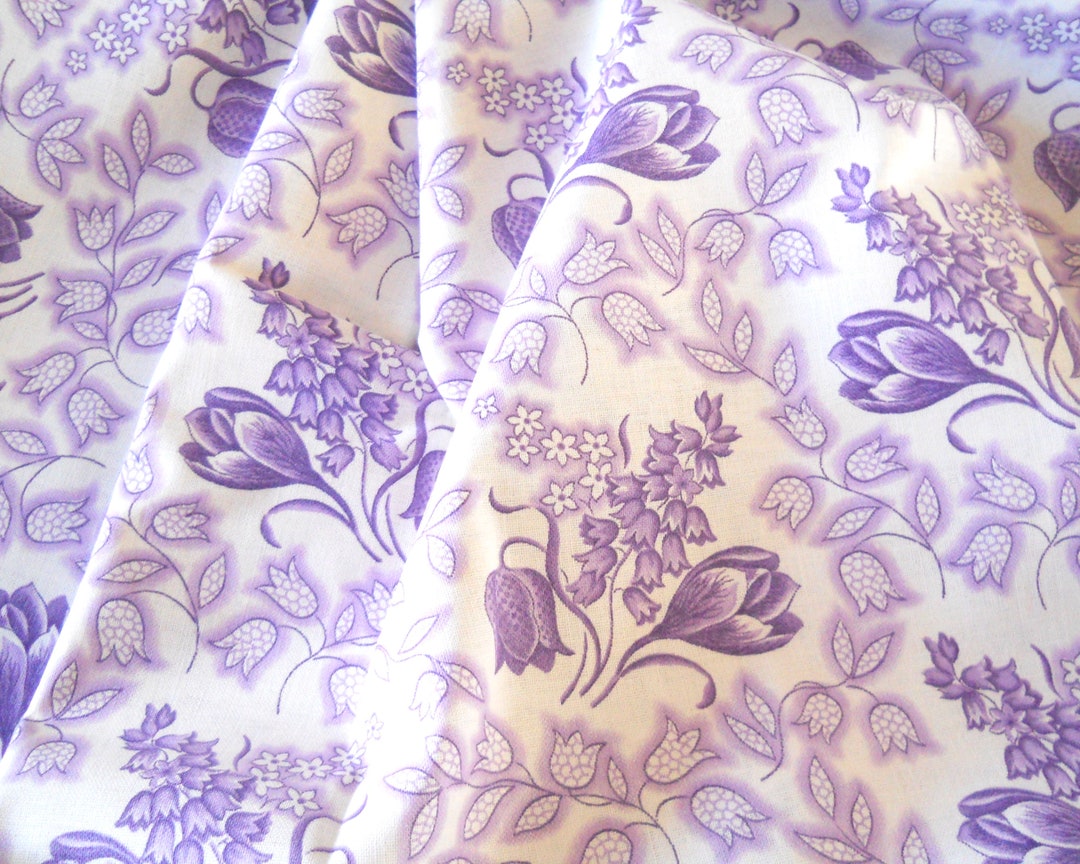 French Floral Fabric Patchwork Fabric Lilac Floral Fabric Etsy