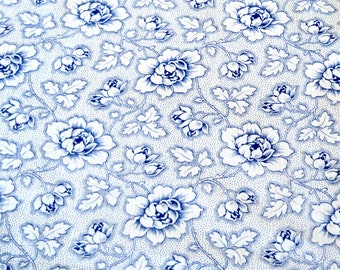 antieke Franse stof blauwe rozen vintage Franse stof quiltstof