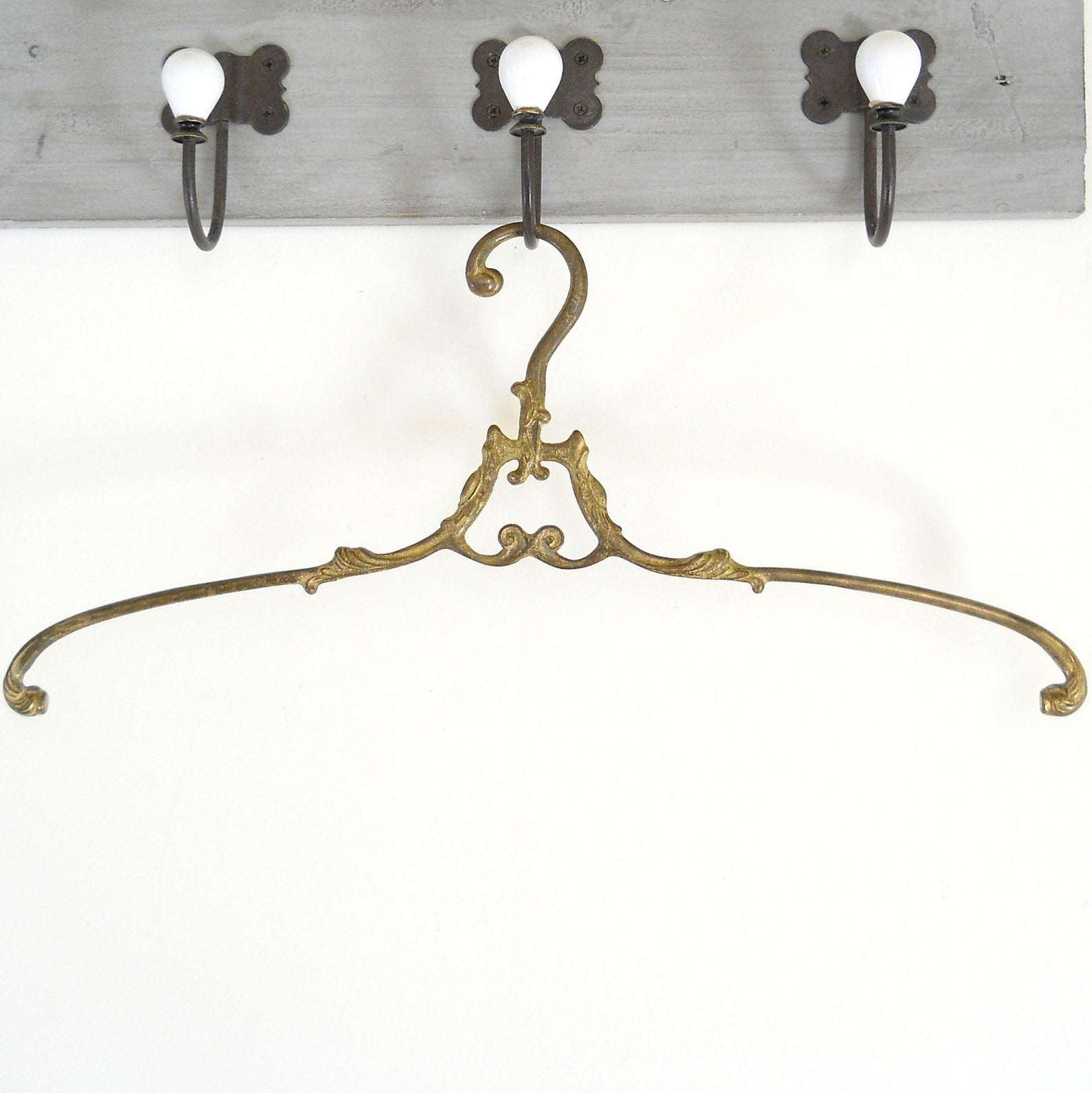 2 antique brass clothes hangers vintage coat hanger antique Etsy