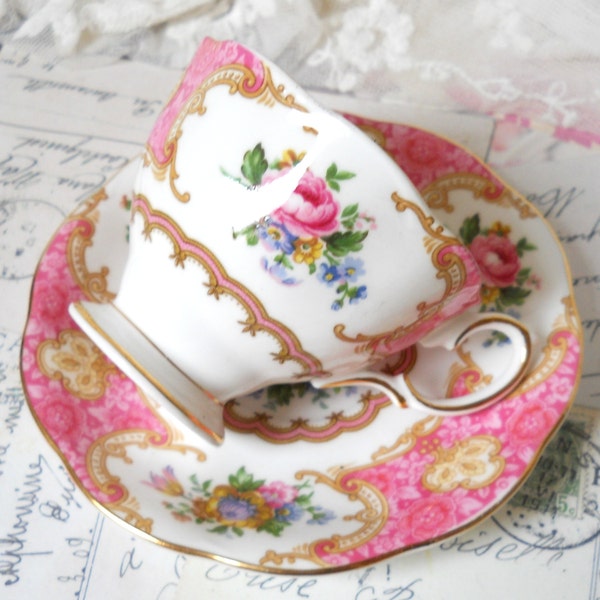 English floral tea cup  Royal Albert Lady Carlyle vintage teacup tea cups english teacup pink vintage teacup 827