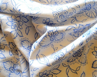 vintage Franse stof voor patchwork blauwe bloemenstof vintage bloemenstof 154