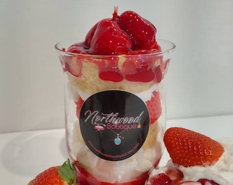 Strawberry Shortcake Candle | Dessert Candle | ScentedCandle | Sweet Strawberry Candles | 10-12oz Candle | Food Candle | Unique Candle Gift