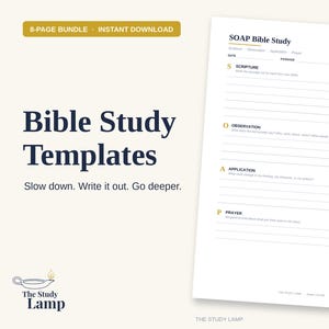 Bible Study Template Printable Bundle, SOAP Bible Study, Verse Mapping, Sermon Notes, Prayer Journal, Scripture Memory Cards, PDF A4 Letter