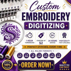 Custom Embroidery Digitizing, Logo Digitizing, Embroidery Digitizing Service, Image Digitizing Embroidery, Custom Digitize
