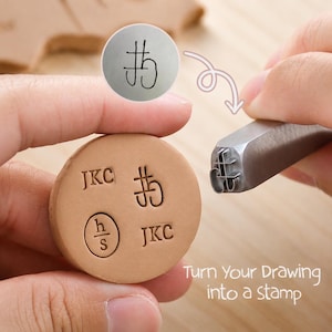 Personalized Pottery Stamp from Your Drawing or Logo, Custom Ceramic Maker’s Mark Stamp, Clay Signature Tool for Ceramic Artists
