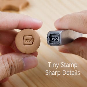 Custom Tiny Pottery Stamp, Mini Metal Clay Signature Stamp, Personalized Maker’s Mark Tool for Ceramic Artists