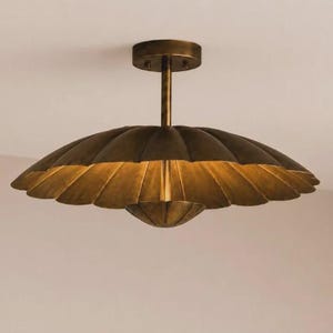 Flower Ceiling Light | Handmade Semi Flush Mount Light | Scandinavian Ceiling Fixture | Luxury Brass Chandelier | Statement Lighting