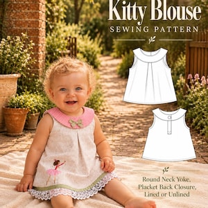 Kitty Bluse mit runder Passe, in drei Längen, digitales PDF Schnittmuster, eBook + Video Anleitung