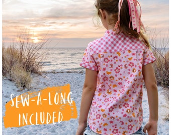 Girl Boy Shirt PDF Pattern Mandarin Collar, Children Yoke Shirt Baby Girl Blouse Toddler, Long and Short Sleeve - the awesome COOL Shirt!