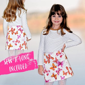 Girls Wrap Skirt PDF Sewing Pattern - Jutta | School Skirt | Play Skirt | Toddler | Faux Wrap | Video Tutorial | Ages 2-12