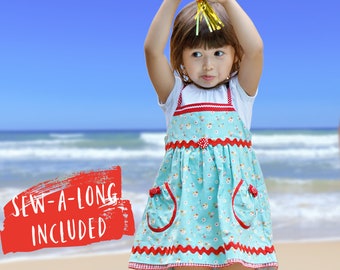 Flutter Pinafore Dress PDF Sewing Pattern - The Natalie - Baby Girl Dress with Video Tutorial in  Size 1-12