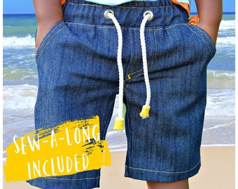 Boys Shorts PDF Sewing Pattern - Oscar | Versatile | Easy | Beginner | Teen & Toddlers | Elasticated Waist | Video Instructions | Ages 1-16