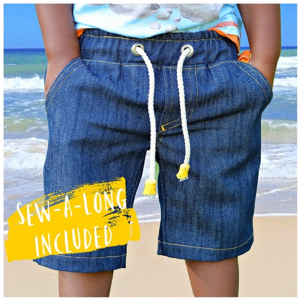 Kurze Hose Sommerhose Shorts PDF Schnittmuster für Jungen Bermuda Shorts Beachcomber von Größe 92-176 | Oscar Shorts von Frocks & Frolics