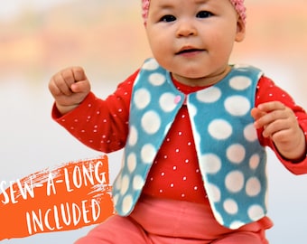 Vest PDF Girls & Baby Sewing Pattern | Age 6 Months - 12 Years | Toddler Vest | Easy Sewing Pattern | Video Tutorial | Frocks and Frolics