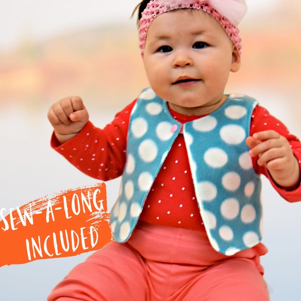 Vest PDF Girls & Baby Sewing Pattern | Age 6 Months - 12 Years | Toddler Vest | Easy Sewing Pattern | Video Tutorial | Frocks and Frolics