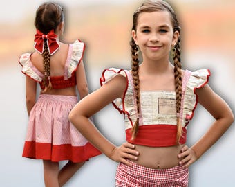 Blouse Digital PDF Sewing Pattern, Fluttersleeves, Baby Girl Top + Video Tutorial