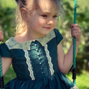 Isabella Vintage Dress Sewing Pattern, Puff Sleeves, eBook + Video Tutorial