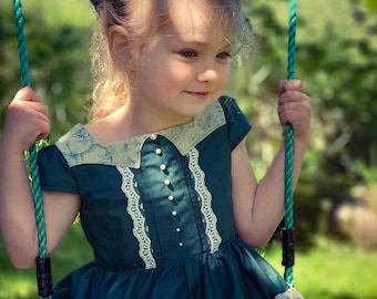 Isabella Vintage Dress Sewing Pattern, Puff Sleeves, eBook + Video Tutorial