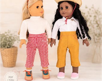 Doll Pants Digital PDF Sewing Pattern Audrey for 18 Inch Dolls + Video Tutorial
