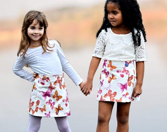 スカート papier Enfant wrapped skirt / White White Kids Skirt. Wrap Girls Skirt. Midi Teen Skirt. Summer