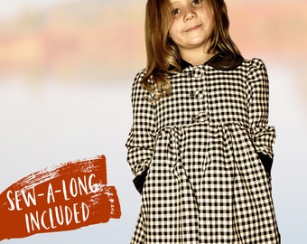 Classic Girl's Coat PDF Sewing Pattern | Video Instructions | Jacket | Ages 1-12 | Intermediate Skill required