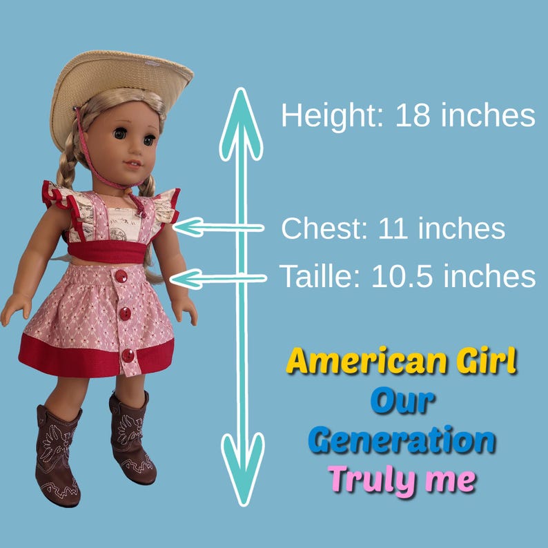 Isabella Doll dress, pdf sewing pattern for American Girl dolls. 18 inch doll clothes. Dress with pin tucks on the fron bodice and velcro closure. You get video tutorials for every step.Size chart.