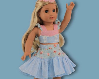 18 Inch Doll Clothes Pattern: Tiered Skirt & Crop Top (PDF Pattern)