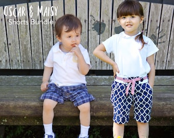 Shorts PDF Sewing Pattern Bundle - Maisy & Oscar with Video Tutorial