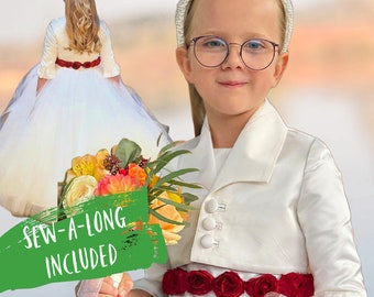 Girls Ruffle Bolero Jacket PDF Sewing Pattern | Cropped Jacket | Ruffle Sleeves | Bridesmaids | Flower Girl | Toddler | Baby | Age 1-12