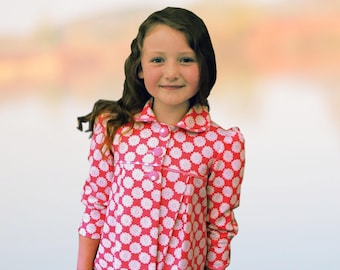 Girls Coat Vintage look, Digital PDF Sewing Pattern, Ages 1-12, eBook + Video Tutorial